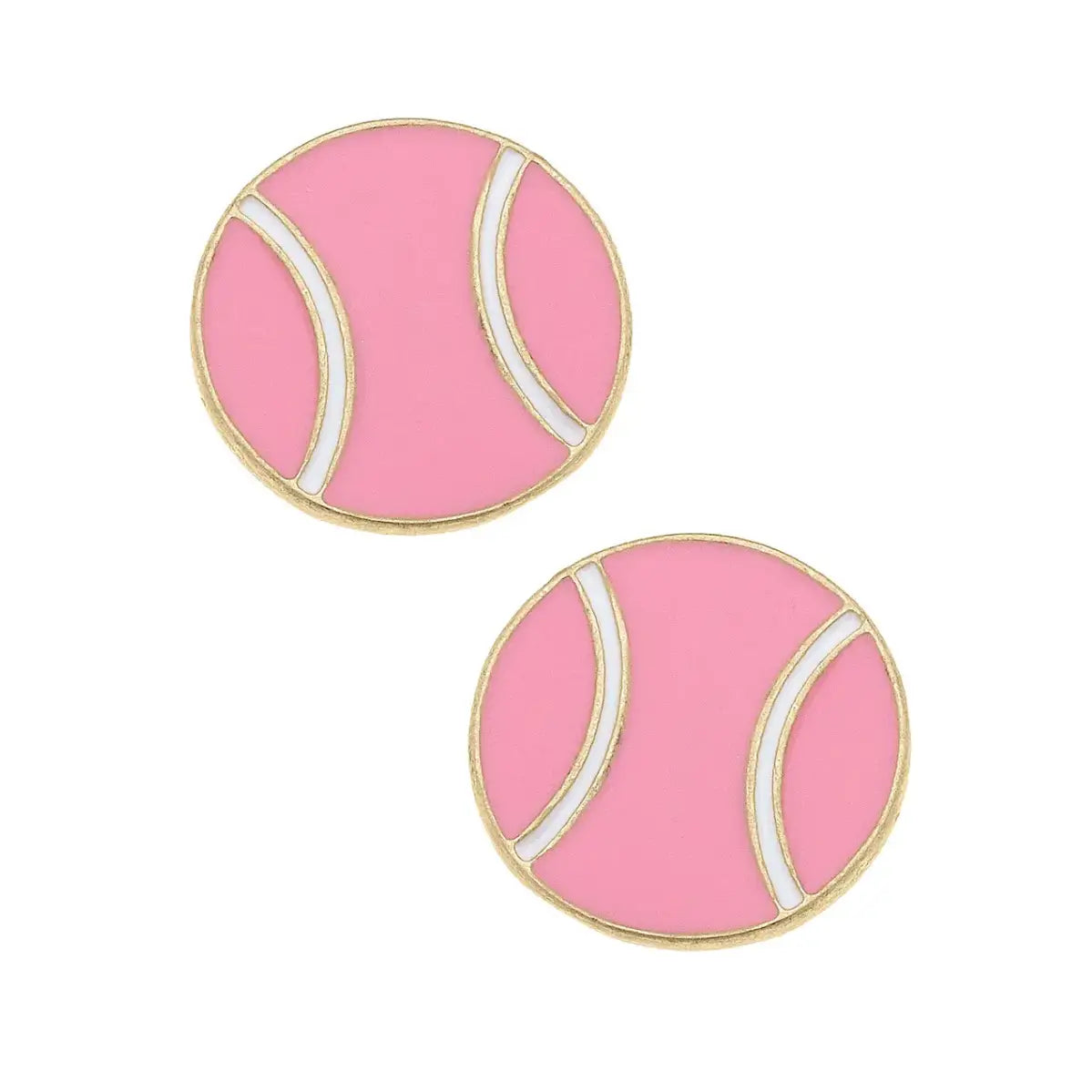 Margaret Enamel Tennis Ball Stud Earrings in Light Pink