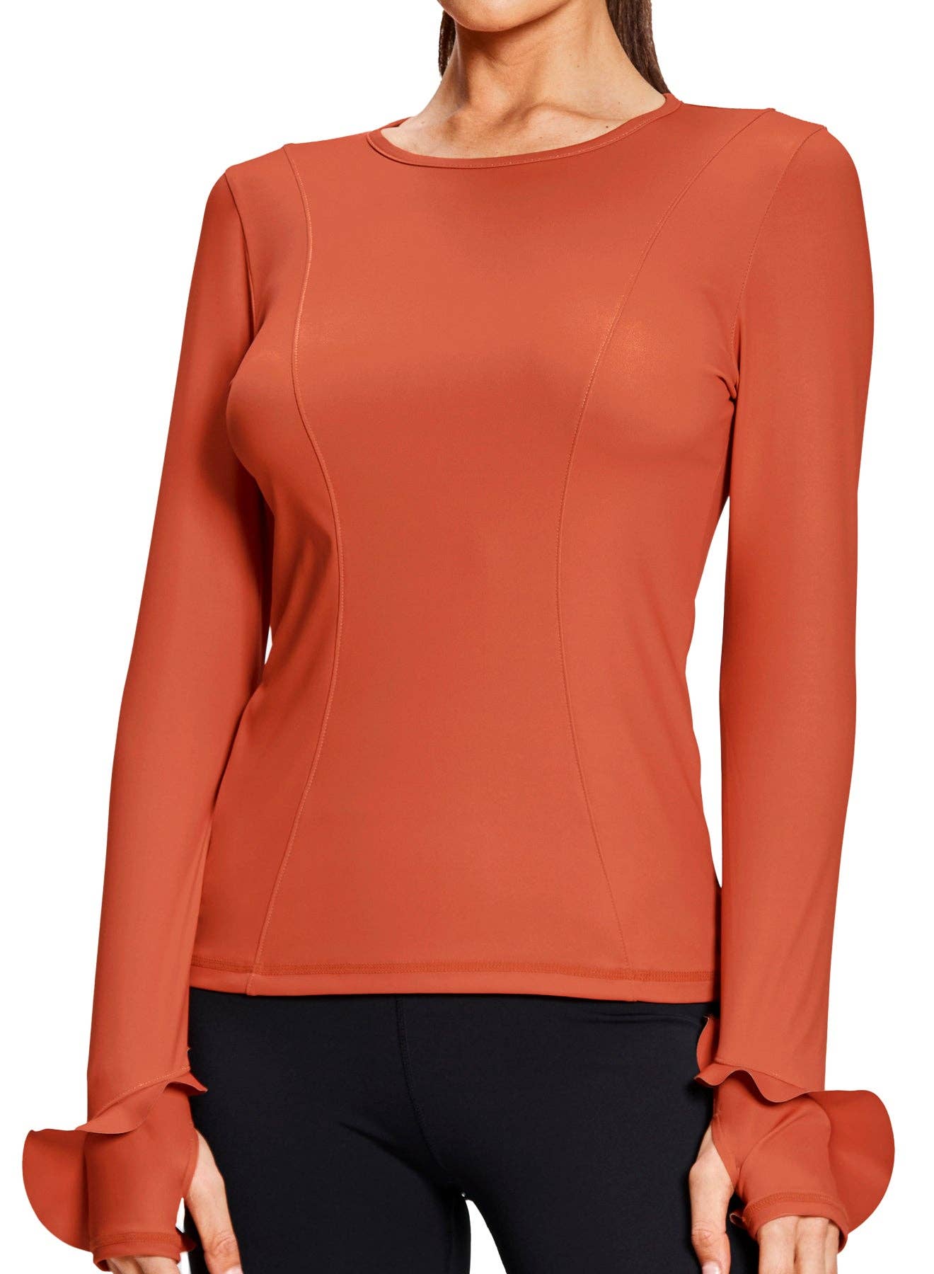 Urban Savage - Ruffle Long Sleeve Top: Sunset / M