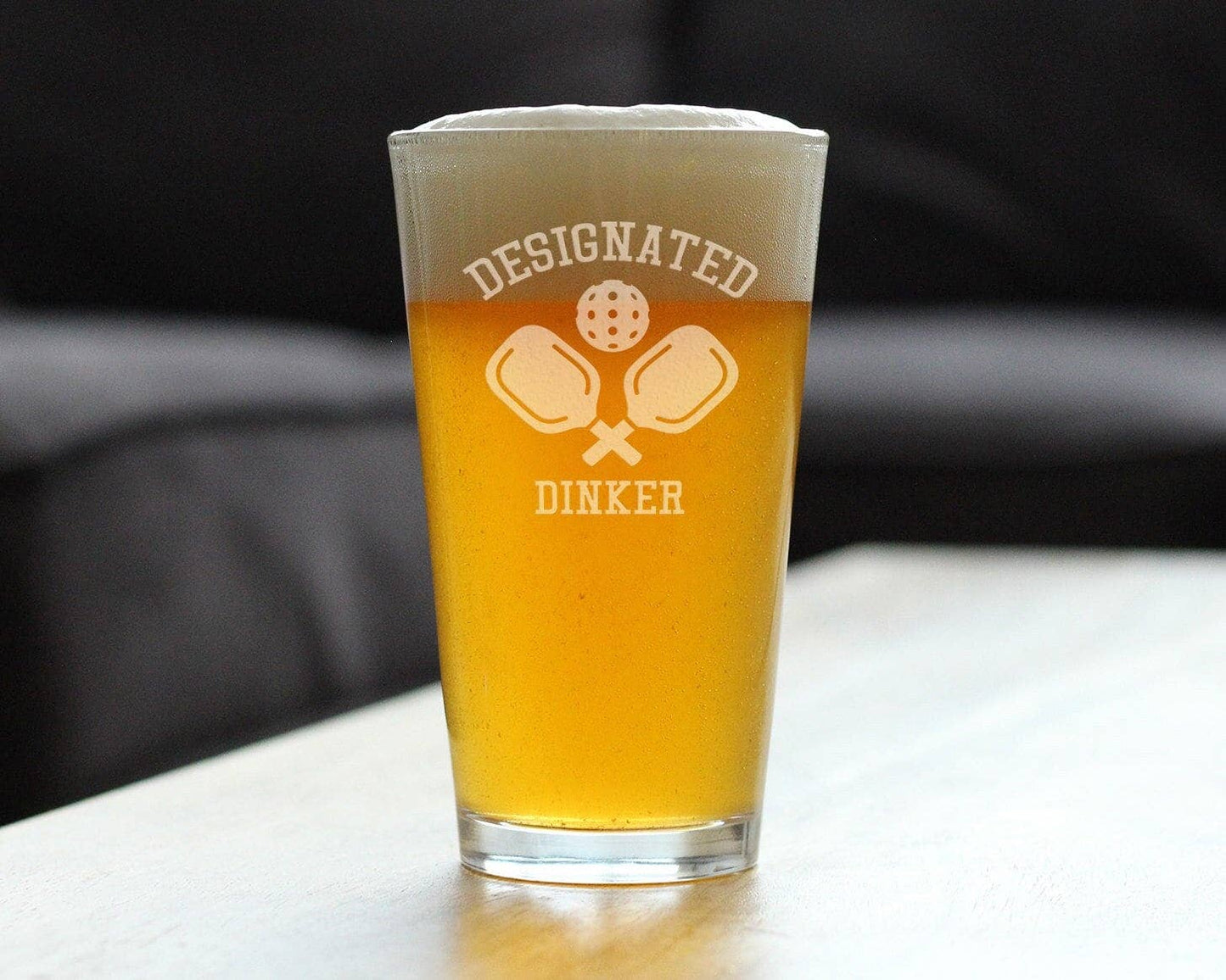bevvee - Designated Dinker Pint Glass for Beer - Pickleball Gifts