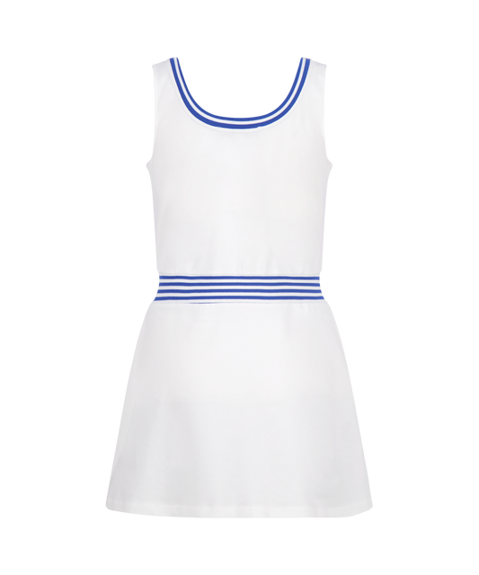 Club and Court - Ashby Dress: Cadet Blue with Bright White Stripe / M
