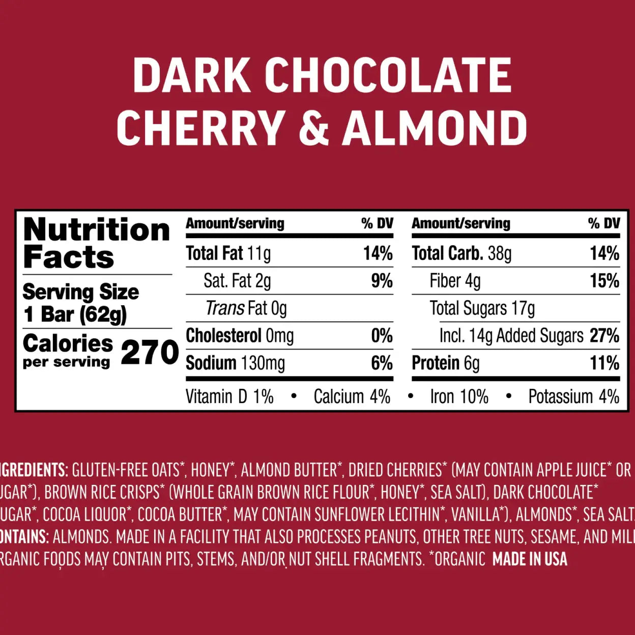 Dark Chocolate Cherry & Almond Energy Bar