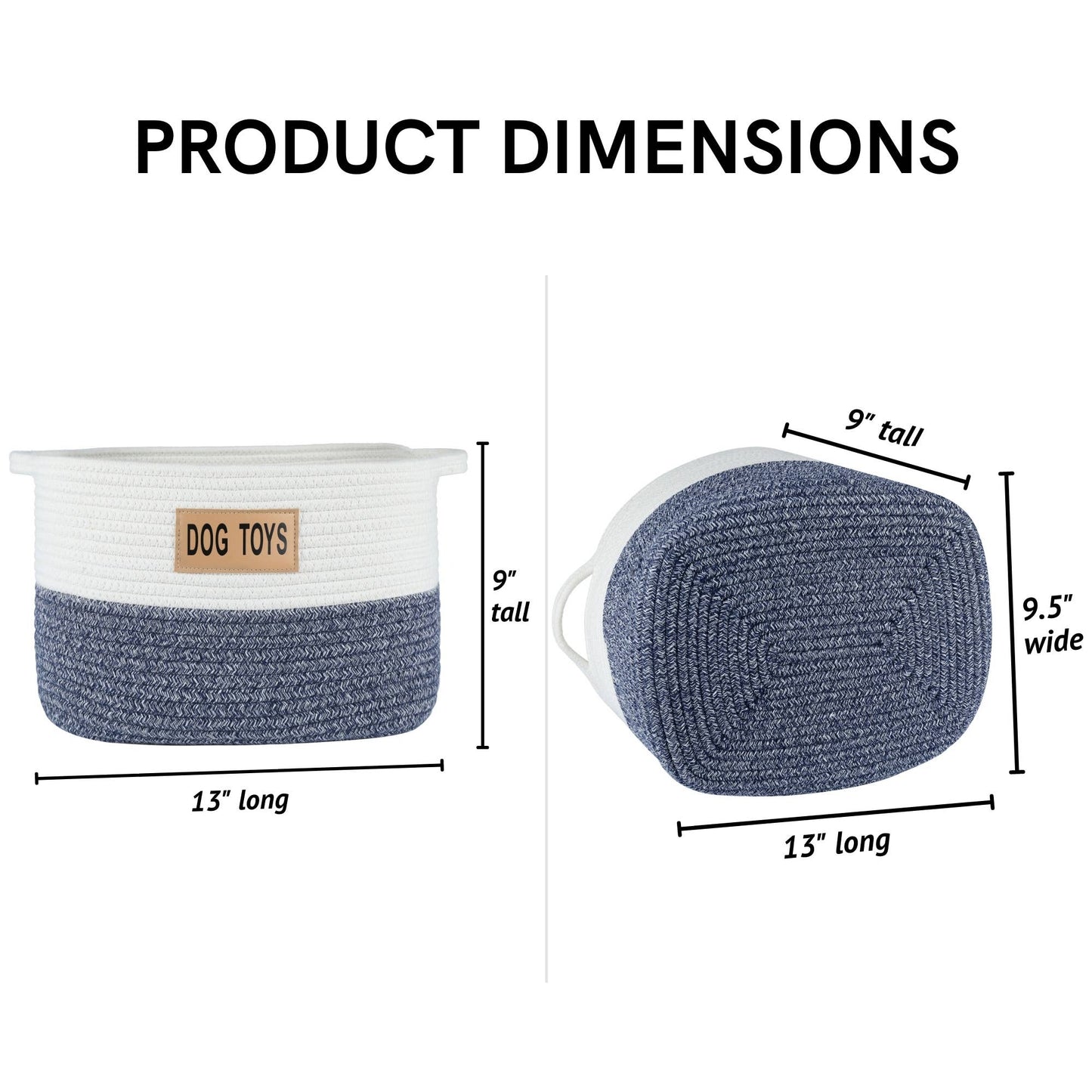 Midlee Designs - Midlee Two Tone Rope Dog Toy Storage Basket