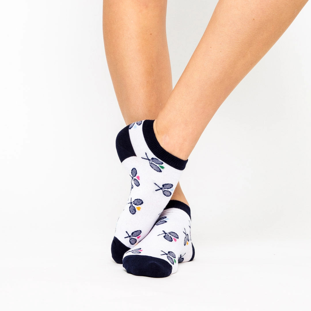 Colorful Crossed Racquets Meet Your Match Ankle Socks
