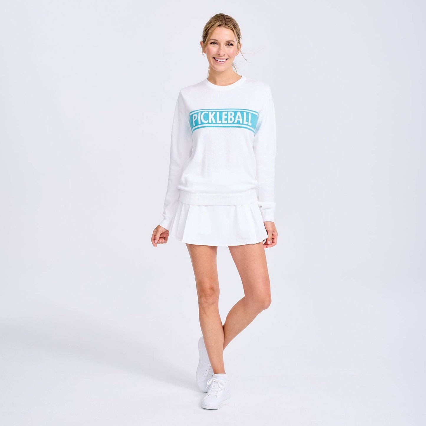 Club Sport Sweater: White / Light Blue Pickleball