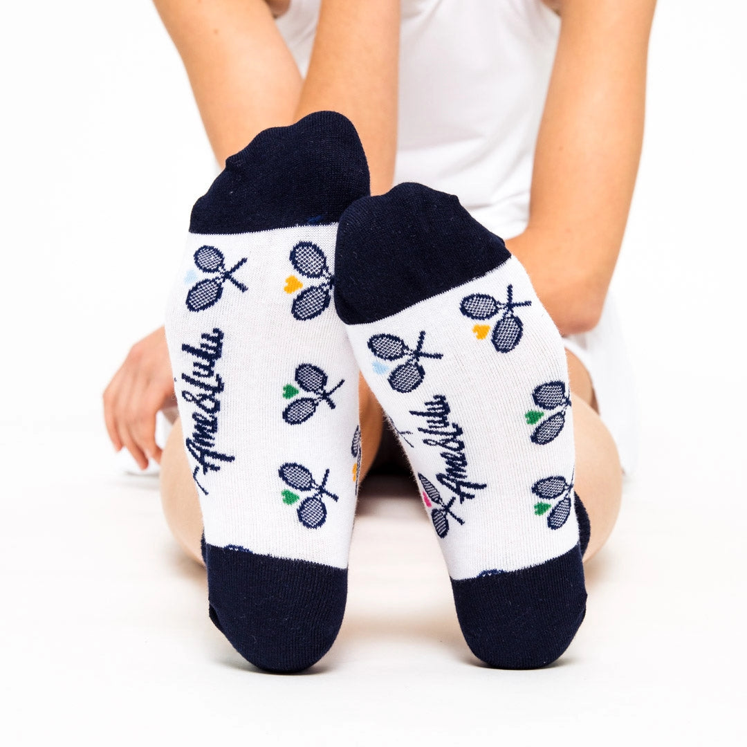 Colorful Crossed Racquets Meet Your Match Ankle Socks