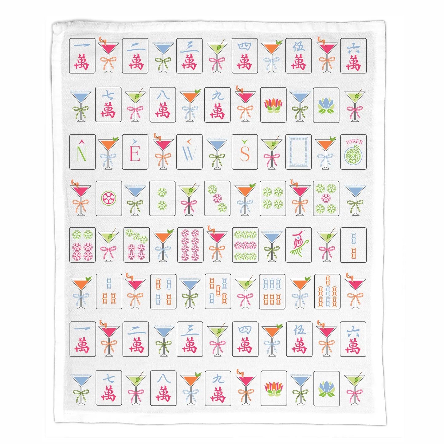 Organic Cotton Tea Towel - Mahjong & Martinis