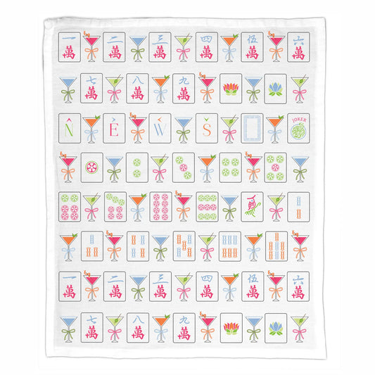 Organic Cotton Tea Towel - Mahjong & Martinis