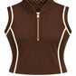 Camille Sleeveless Polo (Chocolate / Ivory)