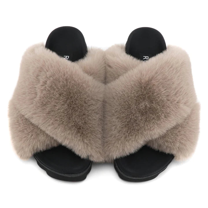 CLOUD SLIPPERS WITH FAUX FUR - NUDE