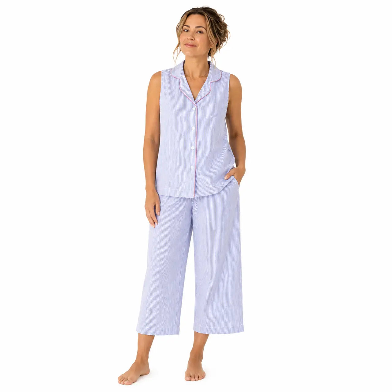 Sleeveless 100% Cotton Capri Pajamas