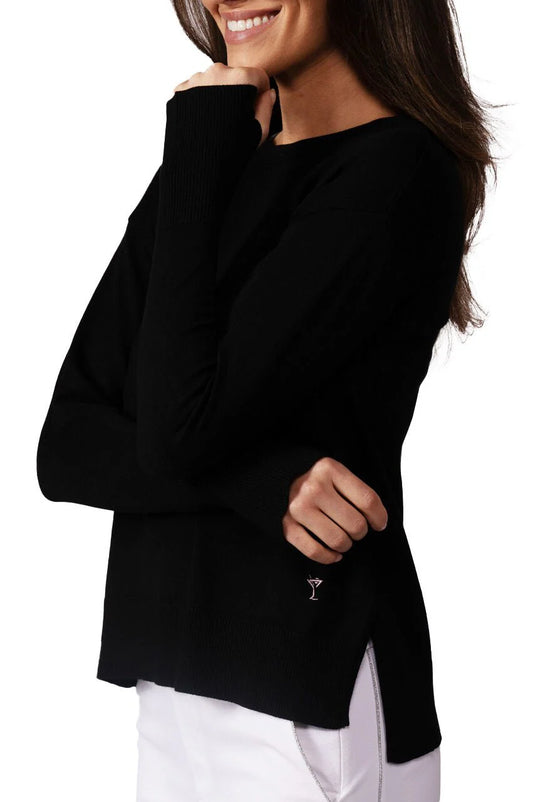 Relaxed Fit Crew Neck Sweater - Black