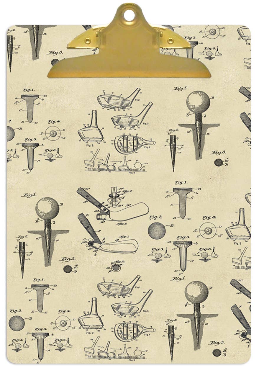 Marye-Kelley - Ivory Antique Golf Patent Clipboard