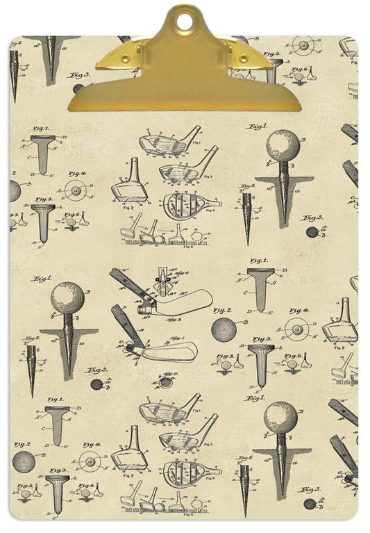 Marye-Kelley - Ivory Antique Golf Patent Clipboard