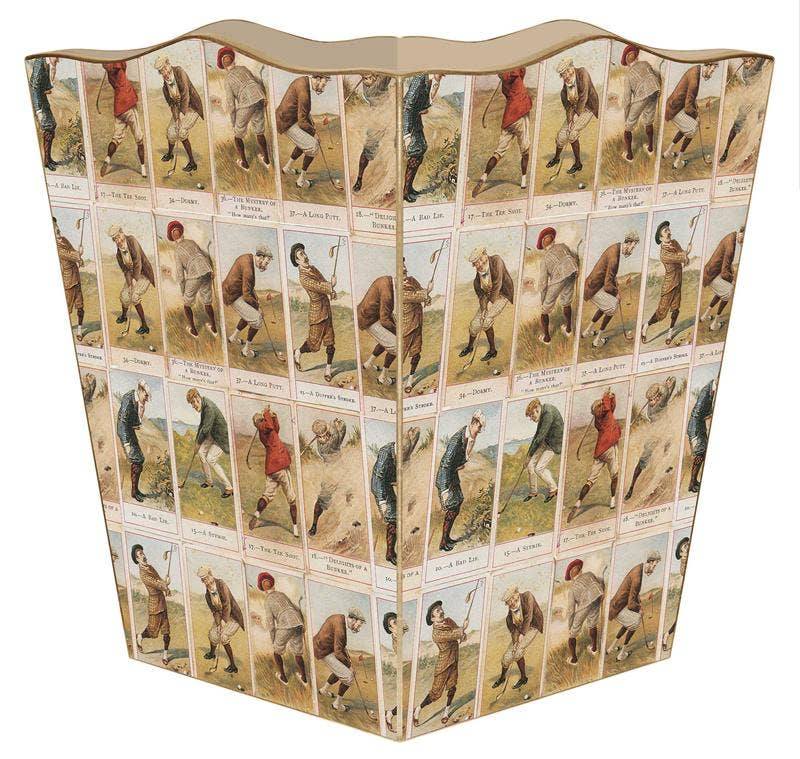 Marye-Kelley - Antique Golfers  Wastepaper Basket: Scalloped Top