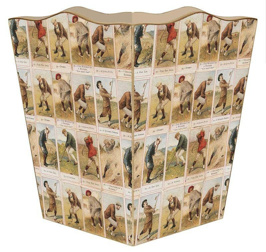 Marye-Kelley - Antique Golfers  Wastepaper Basket: Scalloped Top