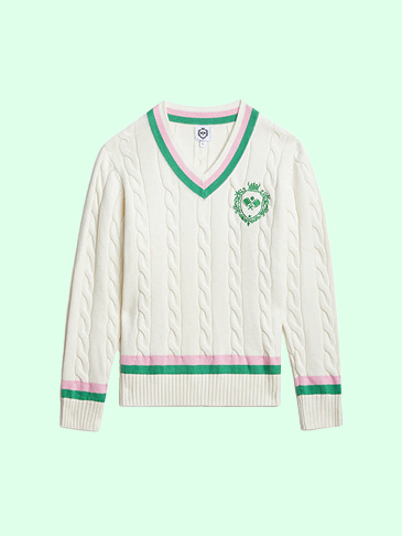 Pickleball Prep - Cable Knit Sweater: S