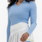 Foray Golf - Rib LS V-Neck Polo: Light Blue / L