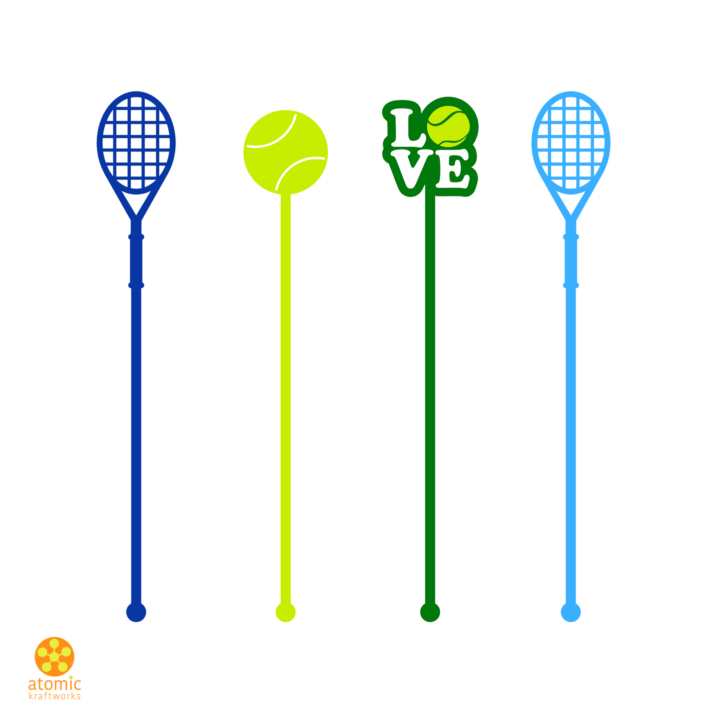 Atomic Kraftworks - Tennis Acrylic Drink Stirrer Set