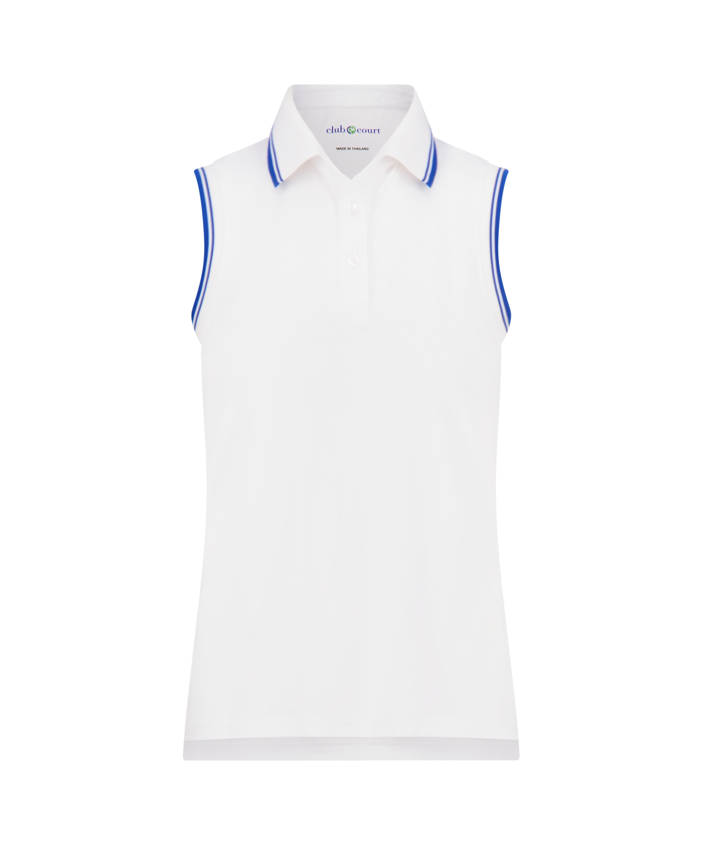 Sleeveless Polo Shirt with Cadet Blue Trim