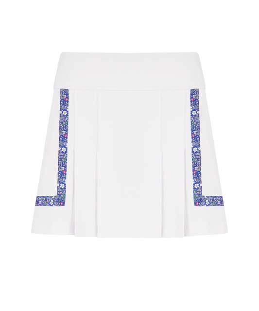 Bright White with Blue Folly Floral Trim Heidi Golf Skort