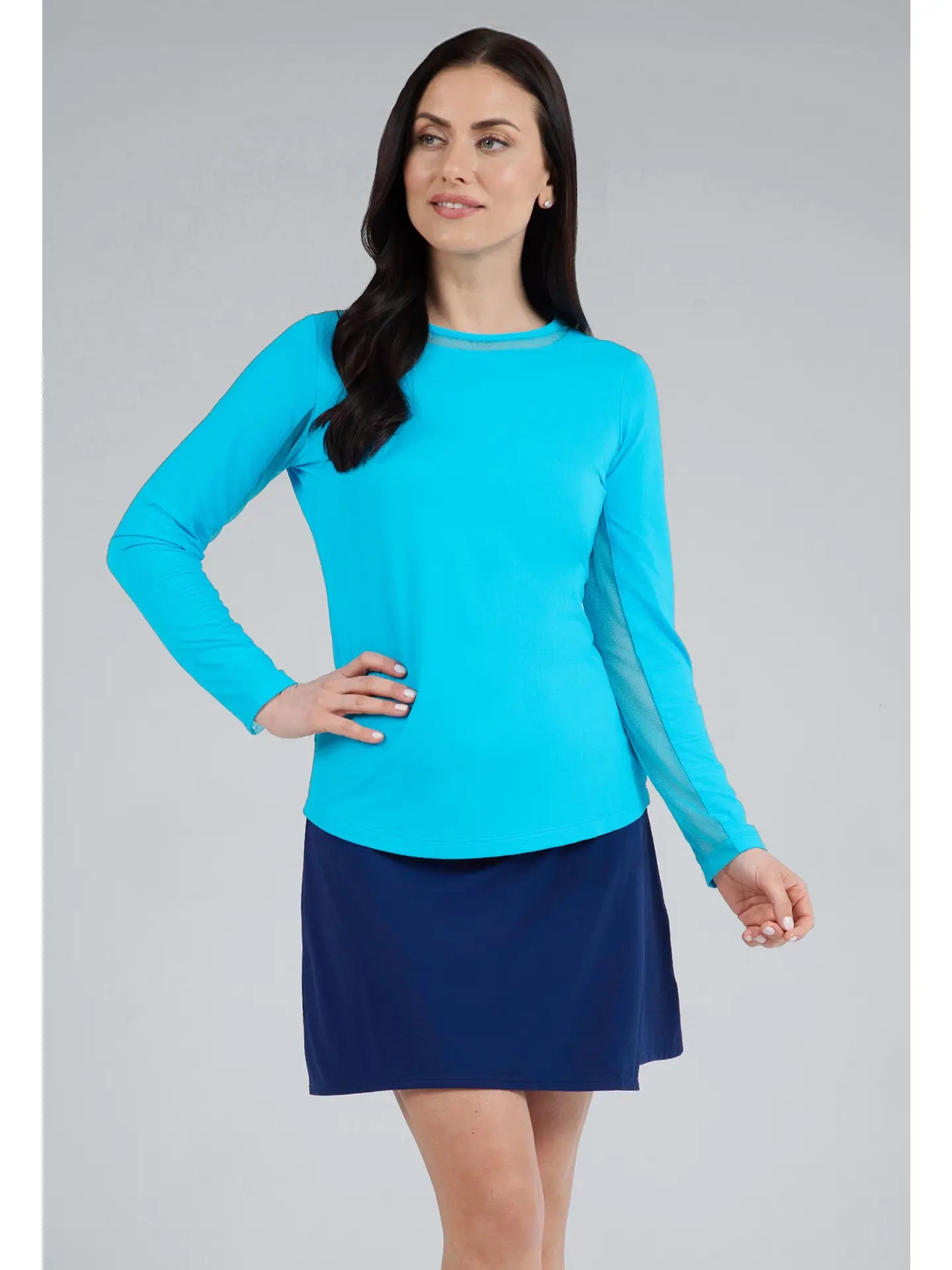 Long Sleeve Crew Neck with Mesh