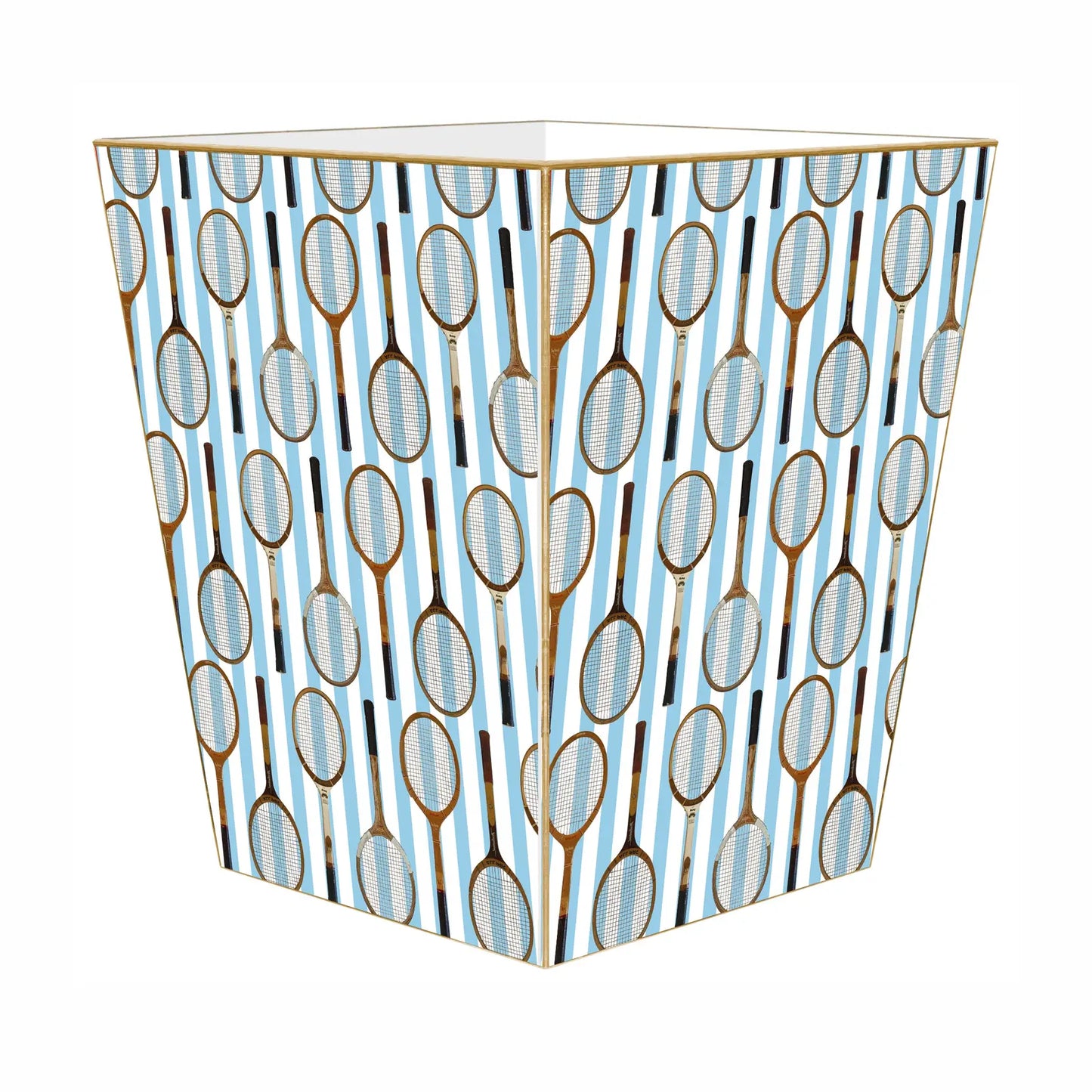 Antique Tennis Racket Pattern Blue Stripes: Flat Top