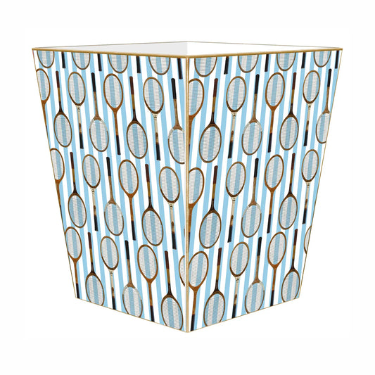 Antique Tennis Racket Pattern Blue Stripes: Flat Top
