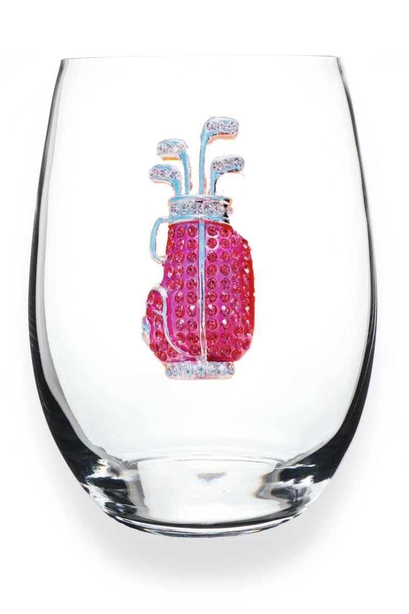 The Queens' Jewels® - Golf Bag Jeweled Stemless Wine Glass