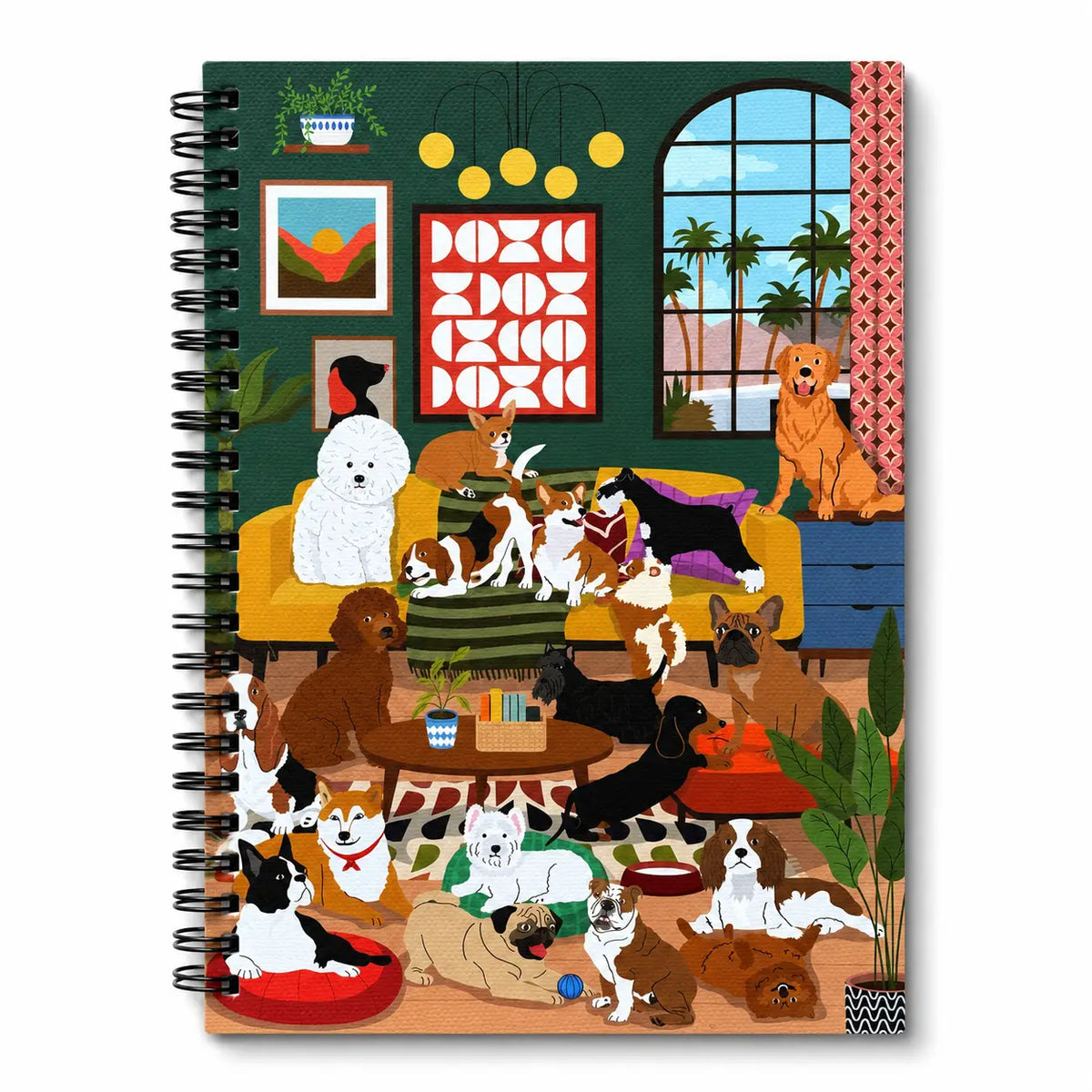 Spiral Notebook: Mid Century Modern House of Dogs