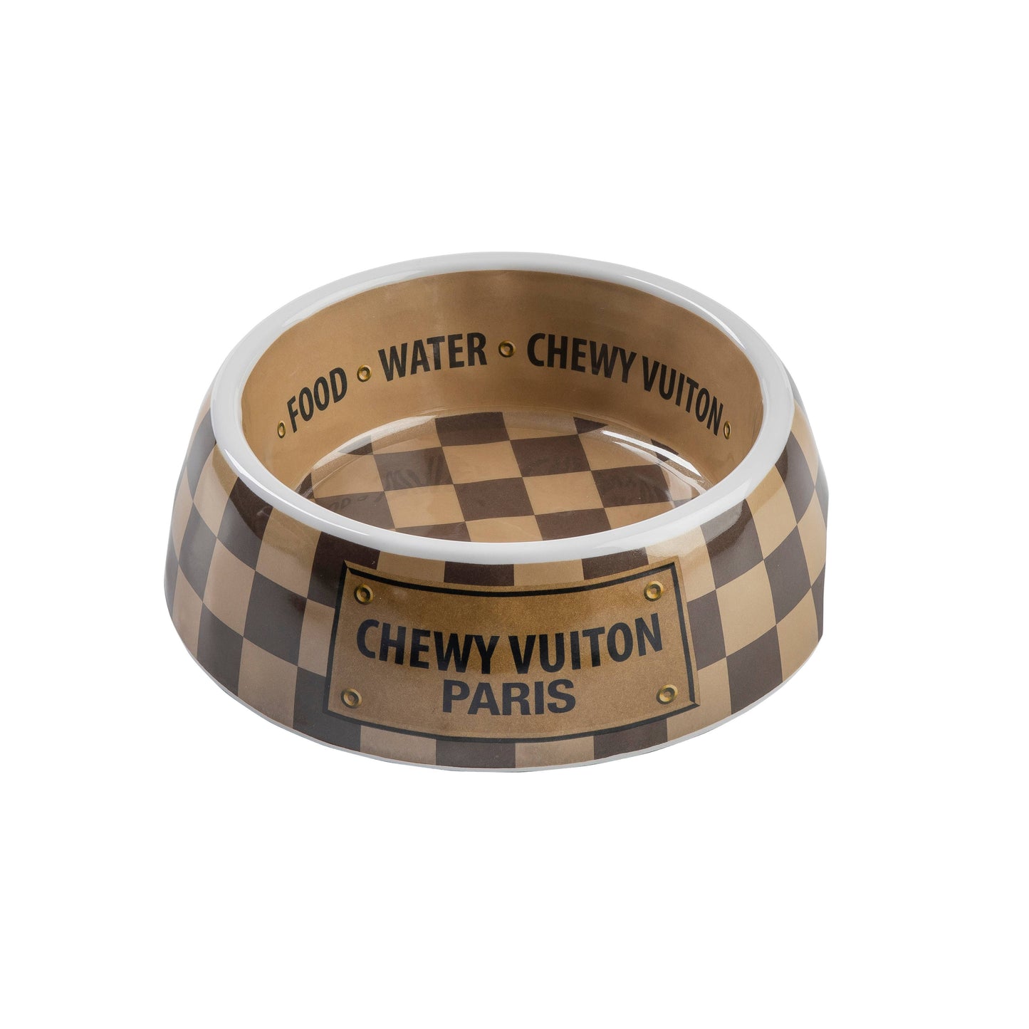 Haute Diggity Dog - Checker Chewy Vuiton Bowl - 3 Sizes!! Dog Bowls: Medium