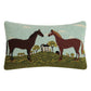 Peking Handicraft - Black And Brown Horses Hook Pillow - Warren Kimble