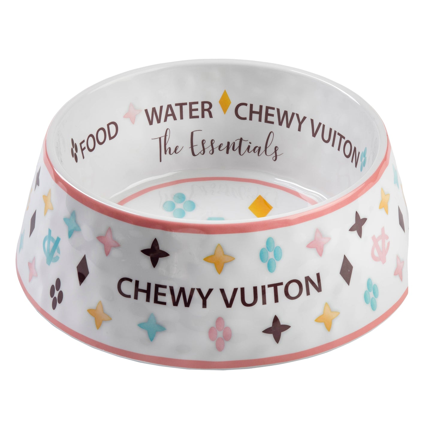 Haute Diggity Dog - White Chewy Vuiton Dog Bowl - 3 Sizes!! Dog Food Bowl: Small