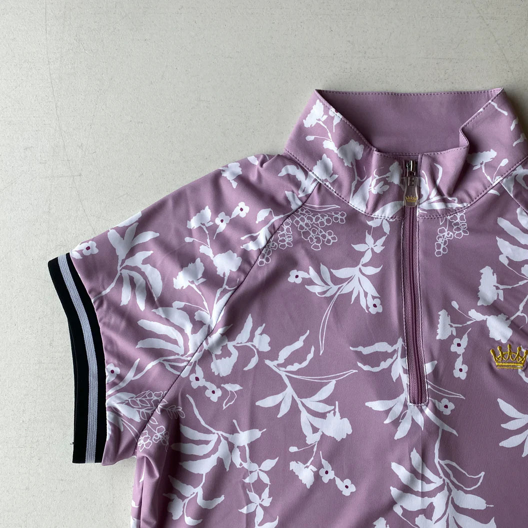 1/4 ZIP Cap Sleeve with Trim - Lilac Floral