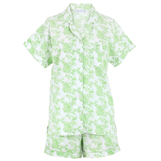 Pagoda Green Short Sleeve Shorty Pajamas