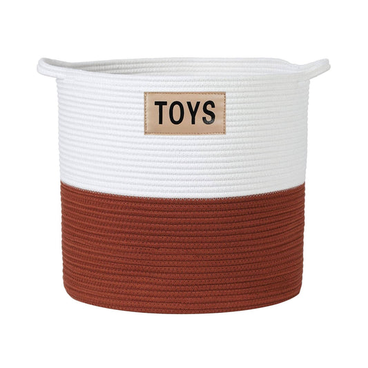 Midlee Designs - Midlee Rust & White Rope Toys Basket