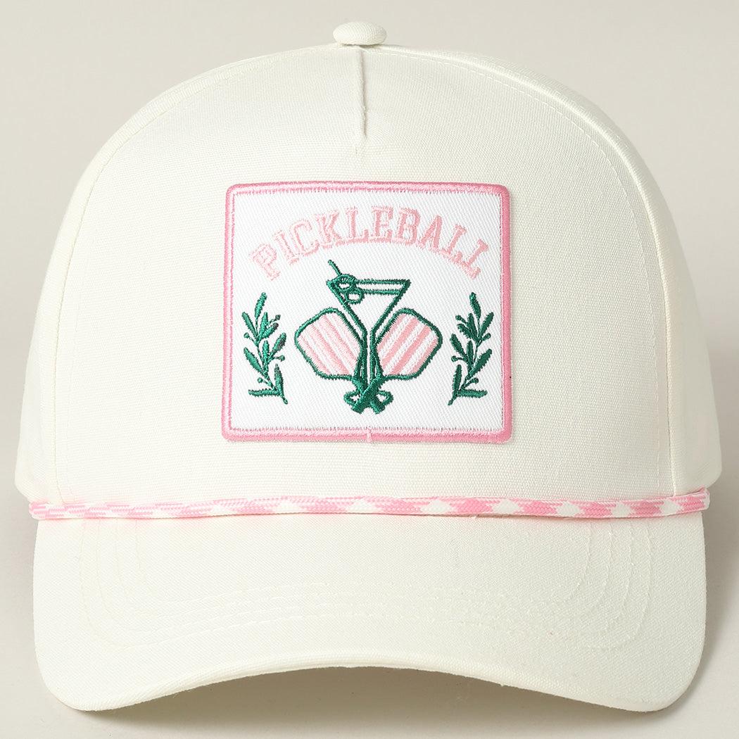 Pink Pickleball Drink Embroidery Patch Trucker Hat