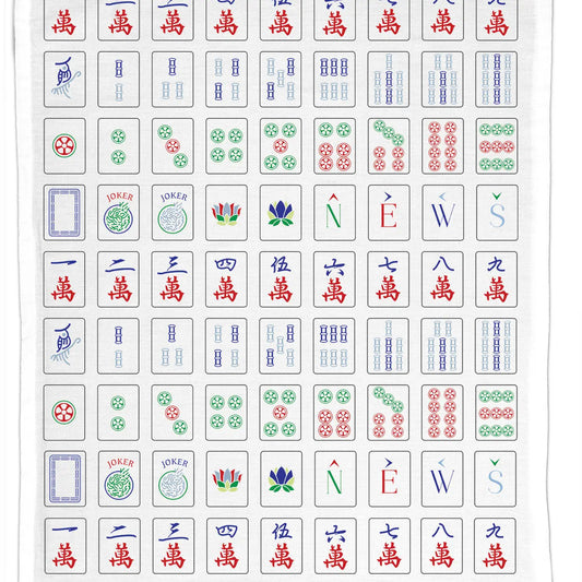 Organic Cotton Tea Towel - Mahjong (Beige)