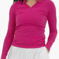 Foray Golf - Rib LS V-Neck Polo: Light Blue / M
