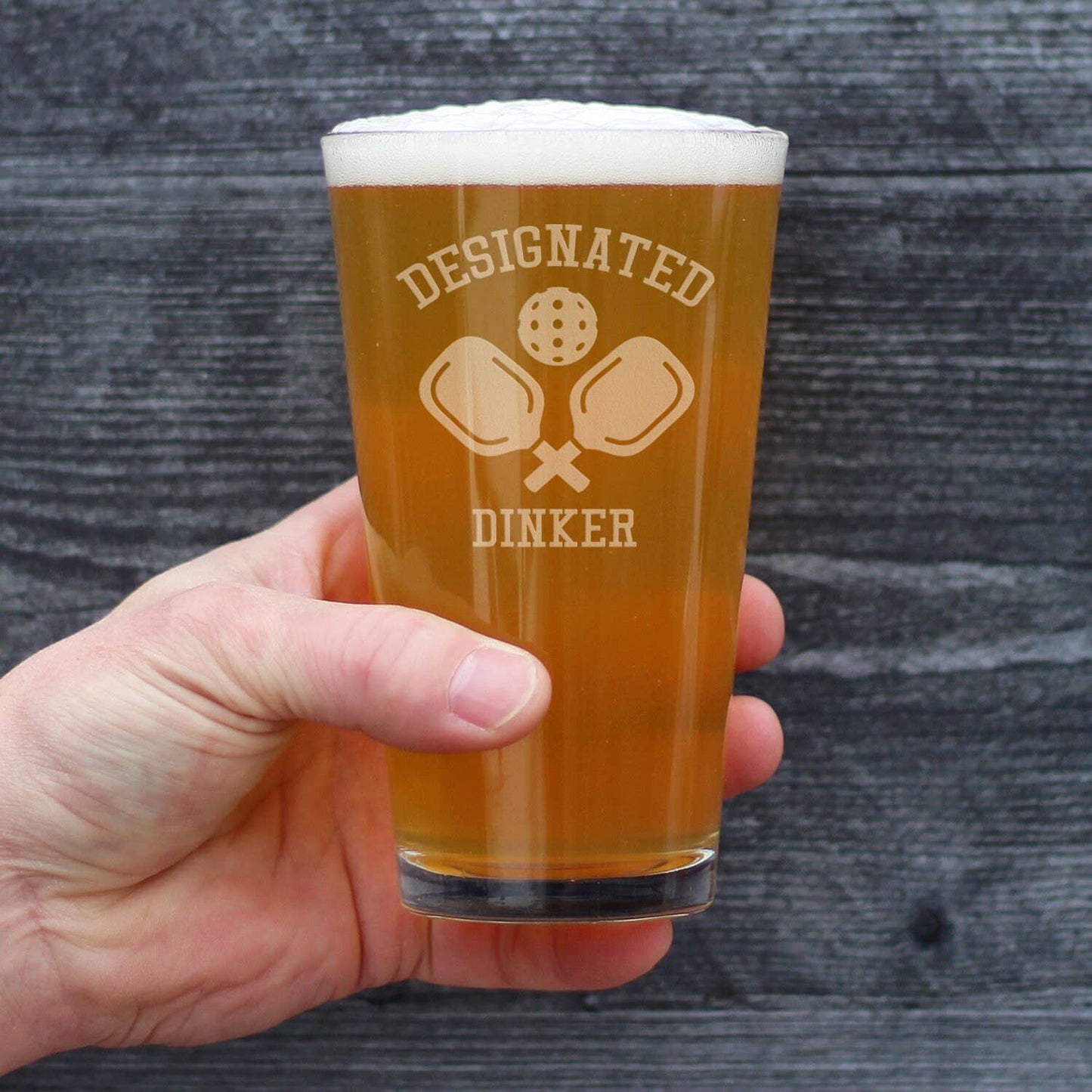 bevvee - Designated Dinker Pint Glass for Beer - Pickleball Gifts