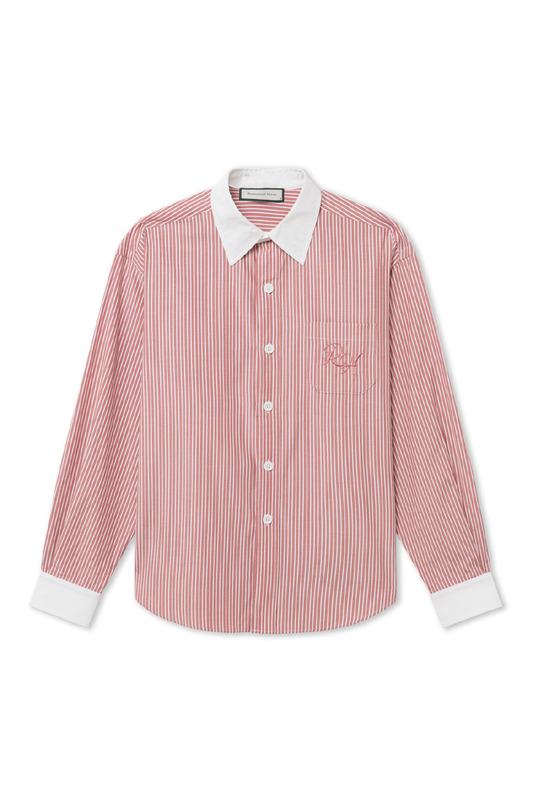 Recreational Habits - Martha Shirt in Maroon with Contrast Collar: M