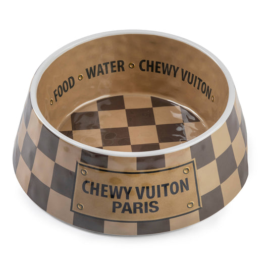 Haute Diggity Dog - Checker Chewy Vuiton Bowl - 3 Sizes!! Dog Bowls: Large