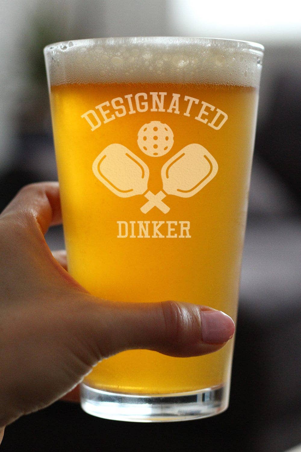 bevvee - Designated Dinker Pint Glass for Beer - Pickleball Gifts