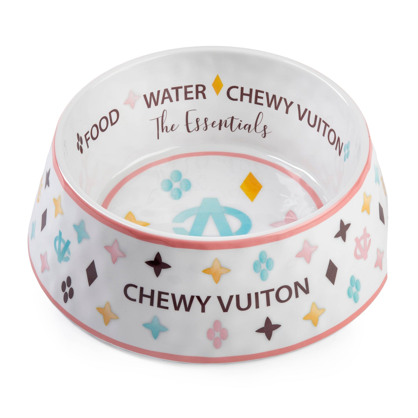 Haute Diggity Dog - White Chewy Vuiton Dog Bowl - 3 Sizes!! Dog Food Bowl: Medium
