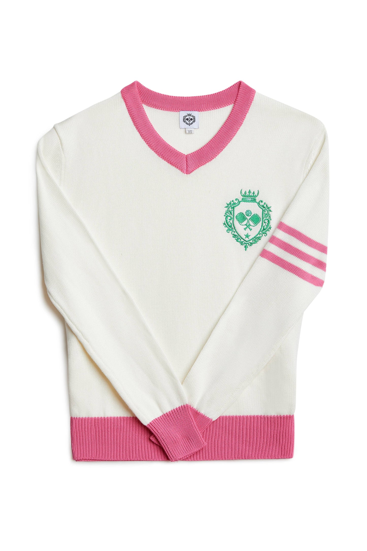 Pickleball Prep - Pink V-Neck Soft Sweater: M