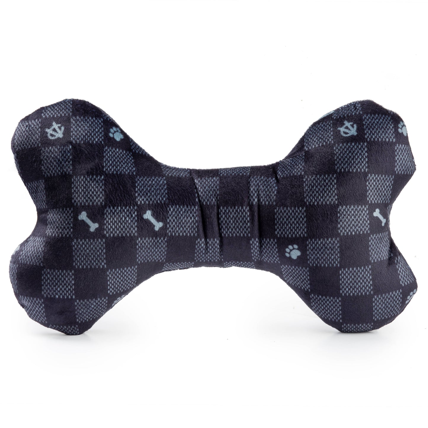 Haute Diggity Dog - Black Checker Chewy Vuiton Bone Squeaker Dog Toy