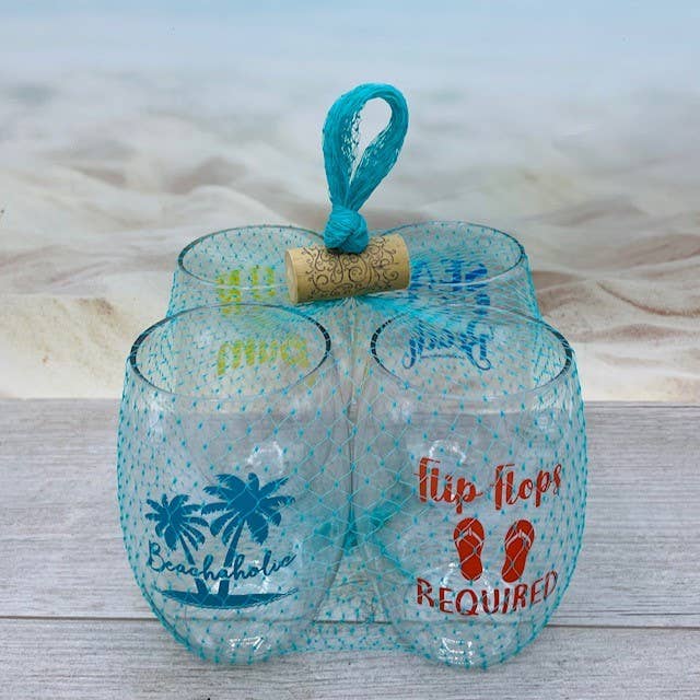 GOLF SAYINGS Unbreakable TRITAN Plastic Wine Glasses: 4pk