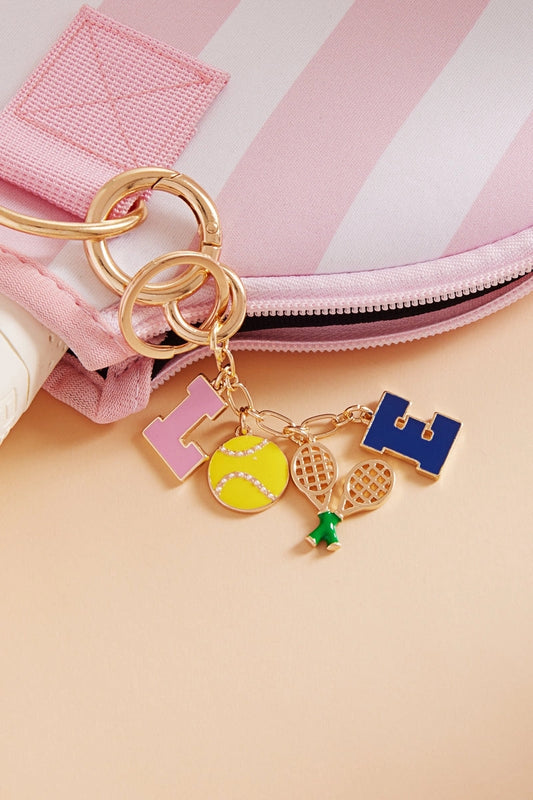 Yellow Sports Love Tennis Icons Bag Charm and Keychain