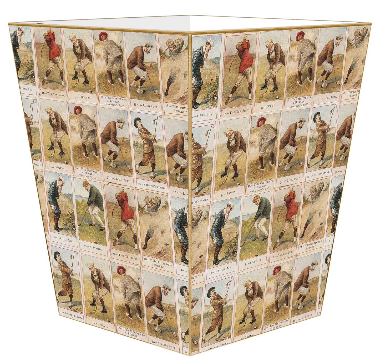Marye-Kelley - Antique Golfers  Wastepaper Basket: Scalloped Top