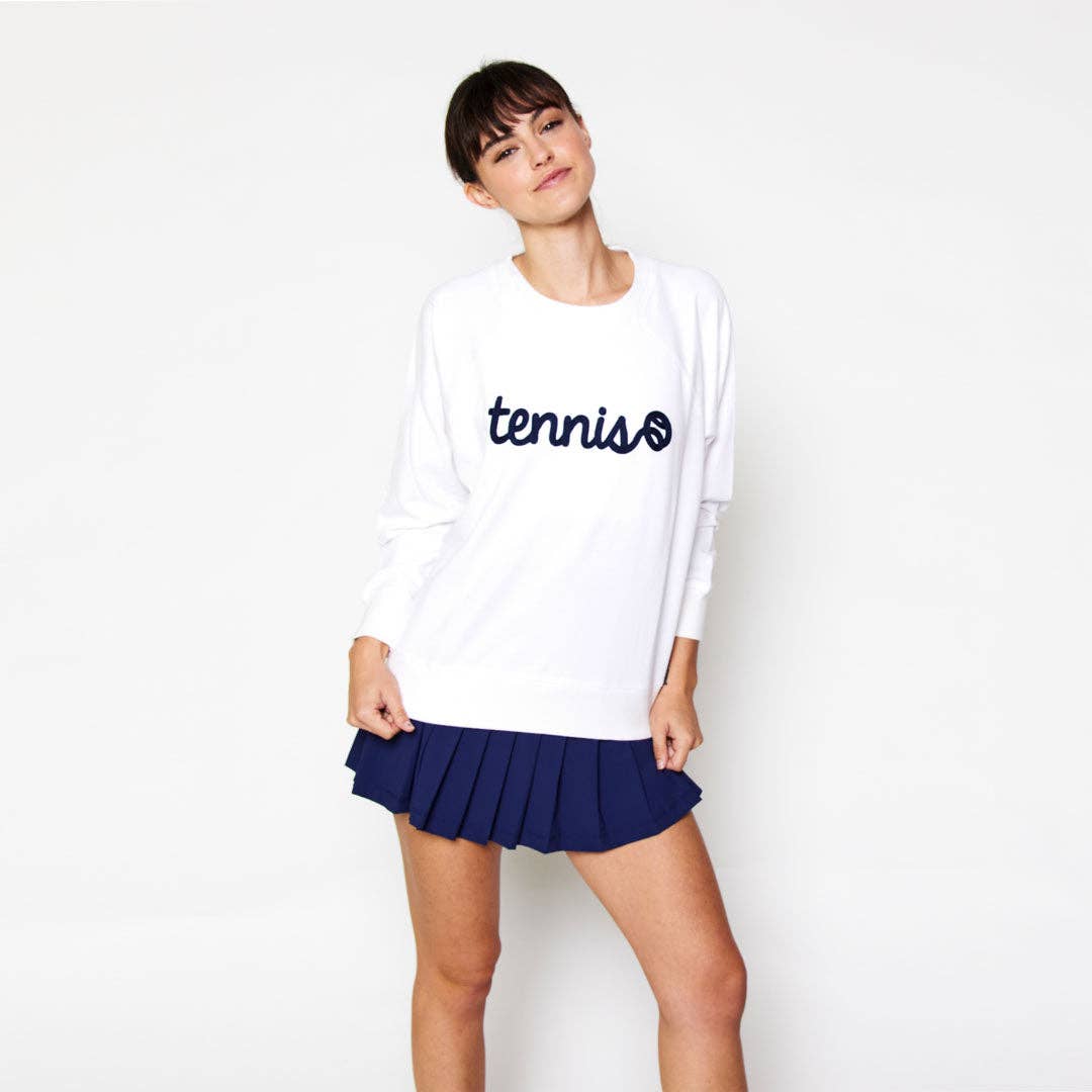 Ame & Lulu - Women's Love All Sweatshirt: Tennis Stitched White / Medium