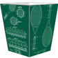 Marye-Kelley - Vintage Tennis Raquet Patents Wastepaper Basket Green: Flat Top